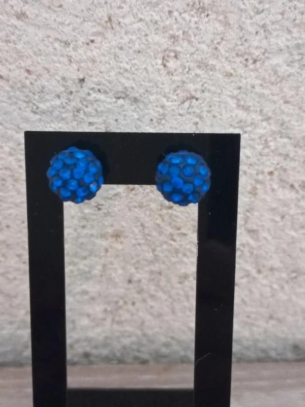 Boucles D'Oreilles Clou "Shamballa Bleu"